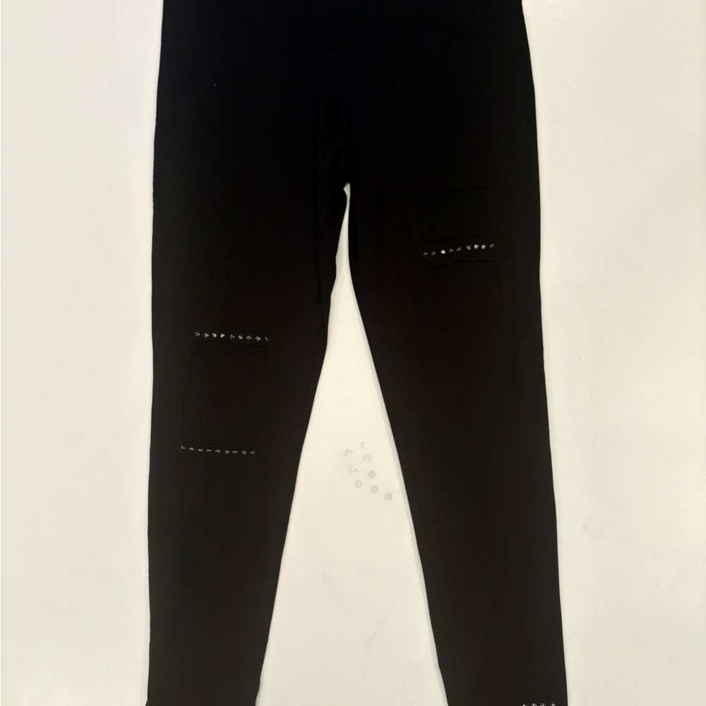 Tricotto Black Leggings with Mesh Detail
